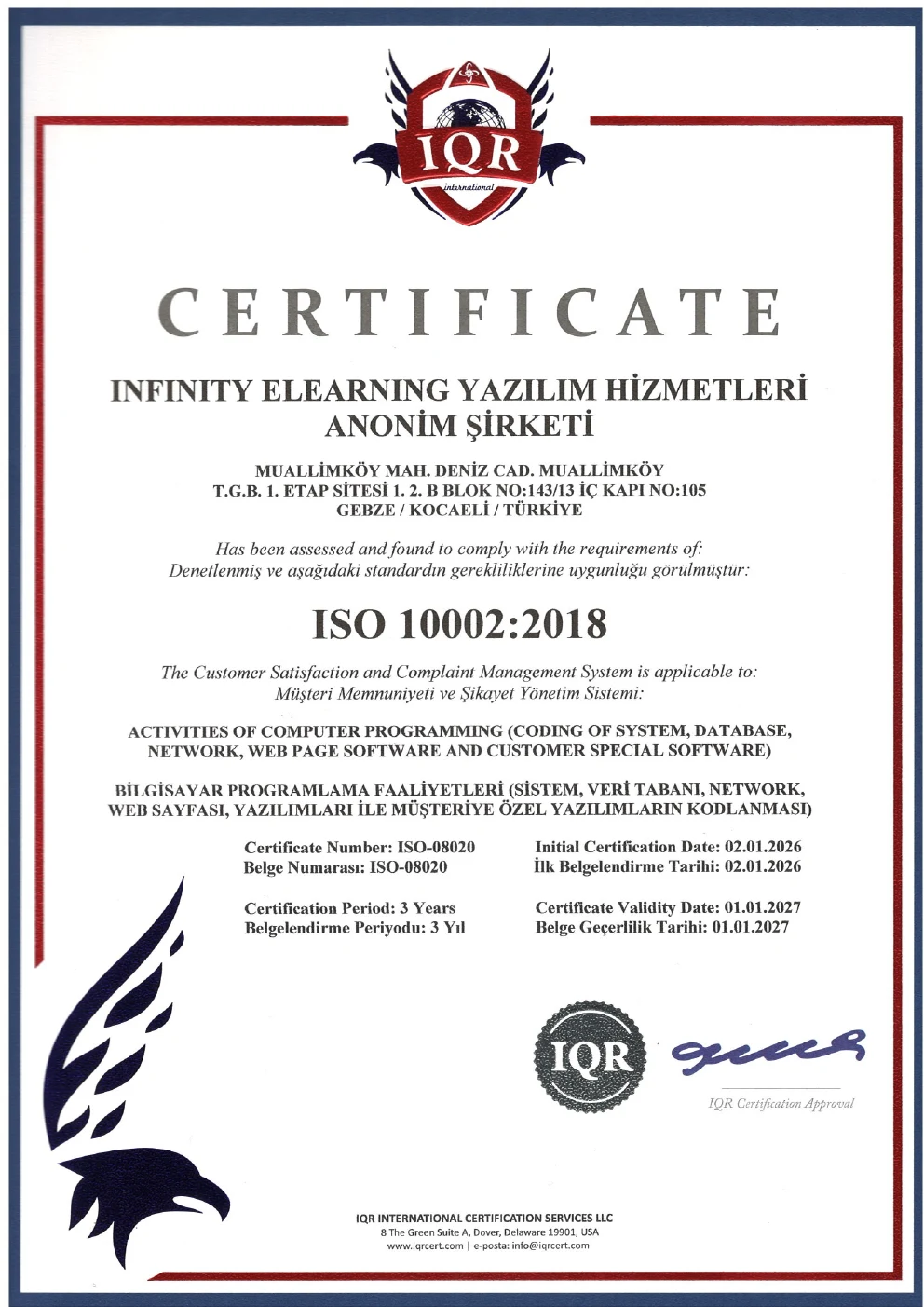 ISO 10002 Sertifikası