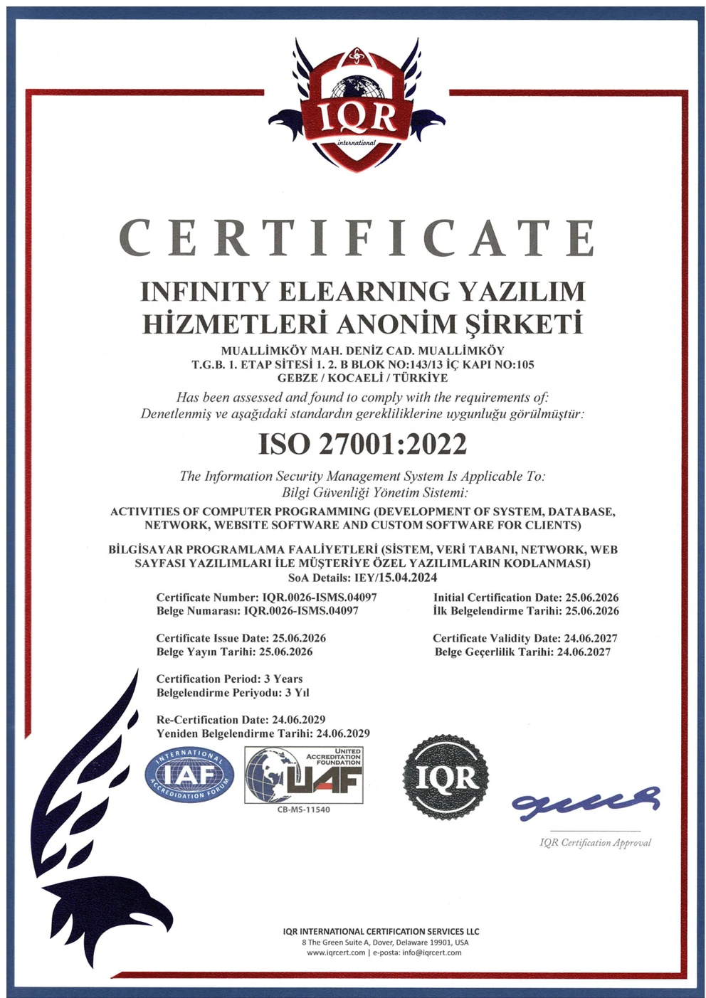 ISO 27001 Sertifikası