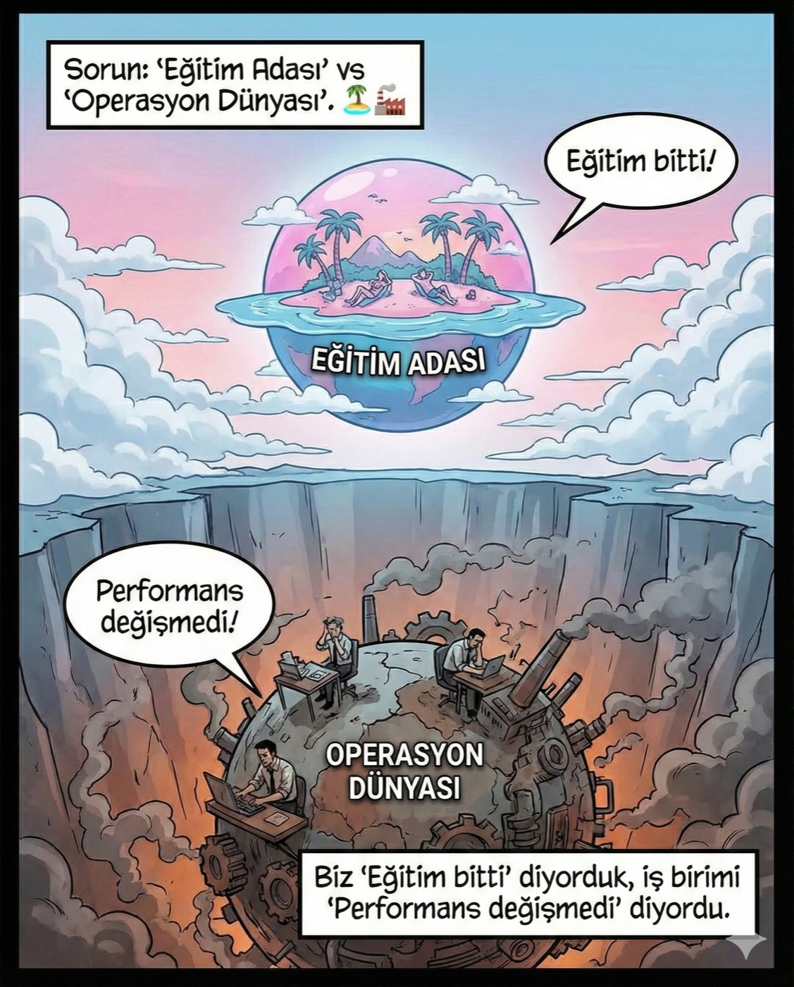 Eğitim Adası vs Operasyon Dünyası