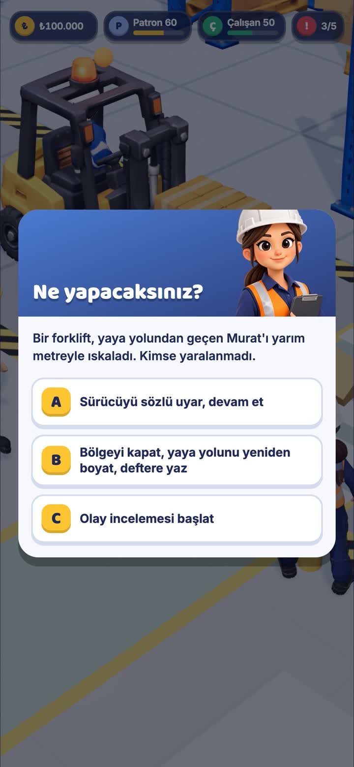 Oyundaki karar penceresi.